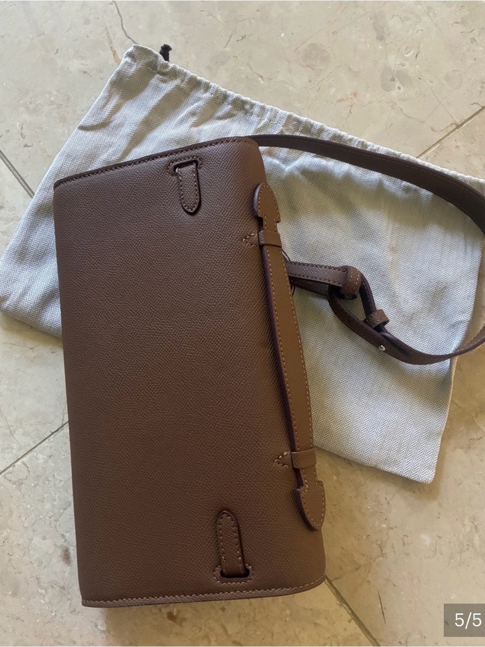 💗Brown Leather Kelly wallet/clutch/ short handle bag with Removable Strap💗 - Picture 5 of 5
